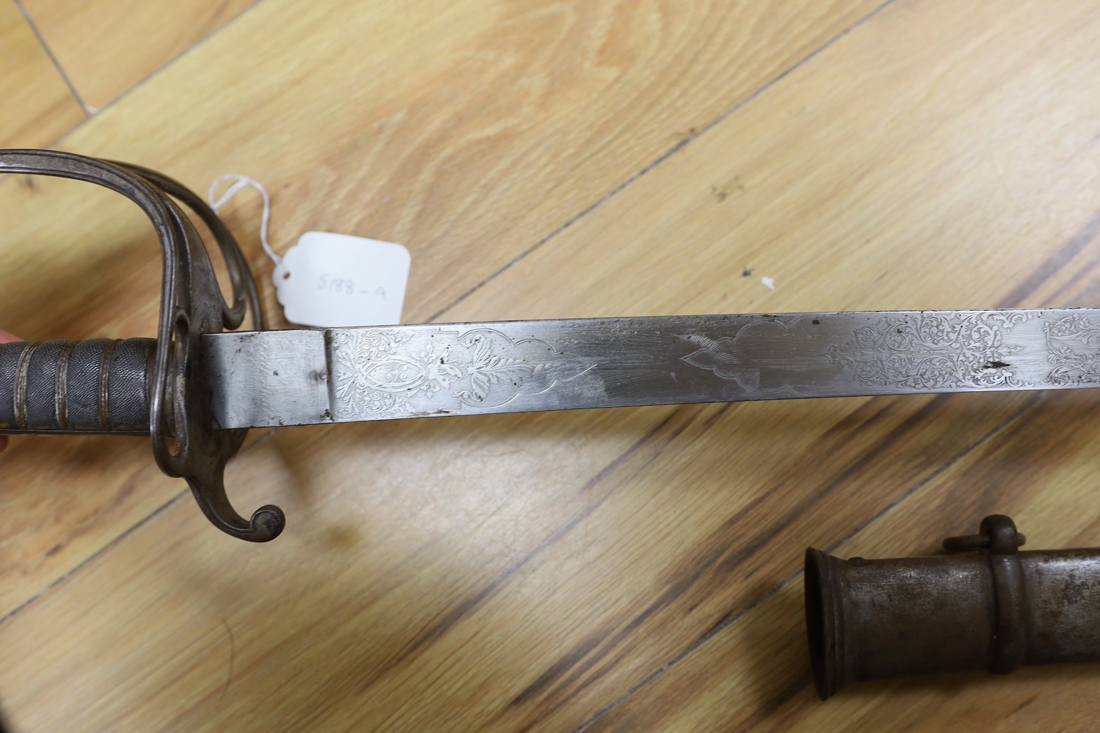 An 1821 light cavalry sabre by Andrews, 107 cms long.